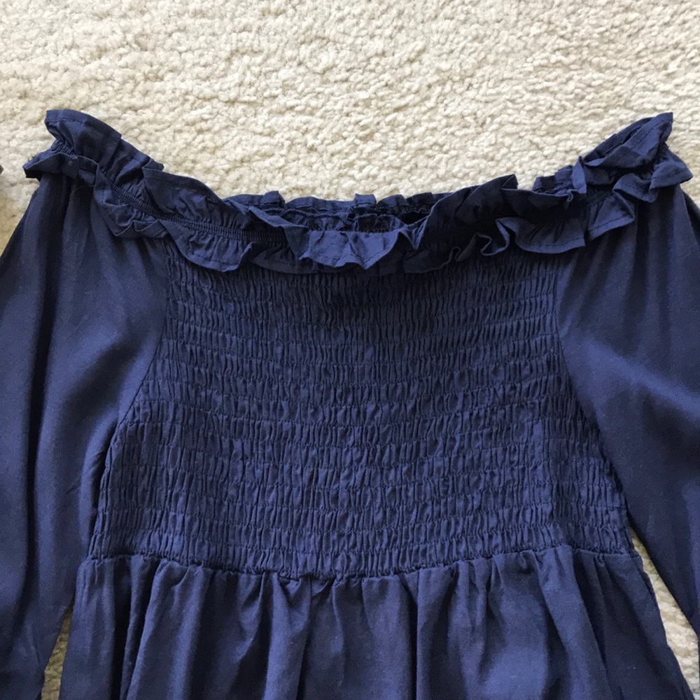 Navy Off the Shoulder Top - Picture 6 of 7